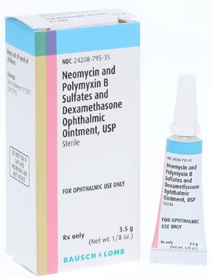 (Maxitrol) Neomycin/Polymyxin/Dexamethasone 0.1% Ophthalmic Ointment-3.5 gram  (NDC#24208-0795-35)
