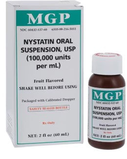 Nystatin Oral Suspension 100,000 units/mL-Cherry-Mint-#60mL bottle