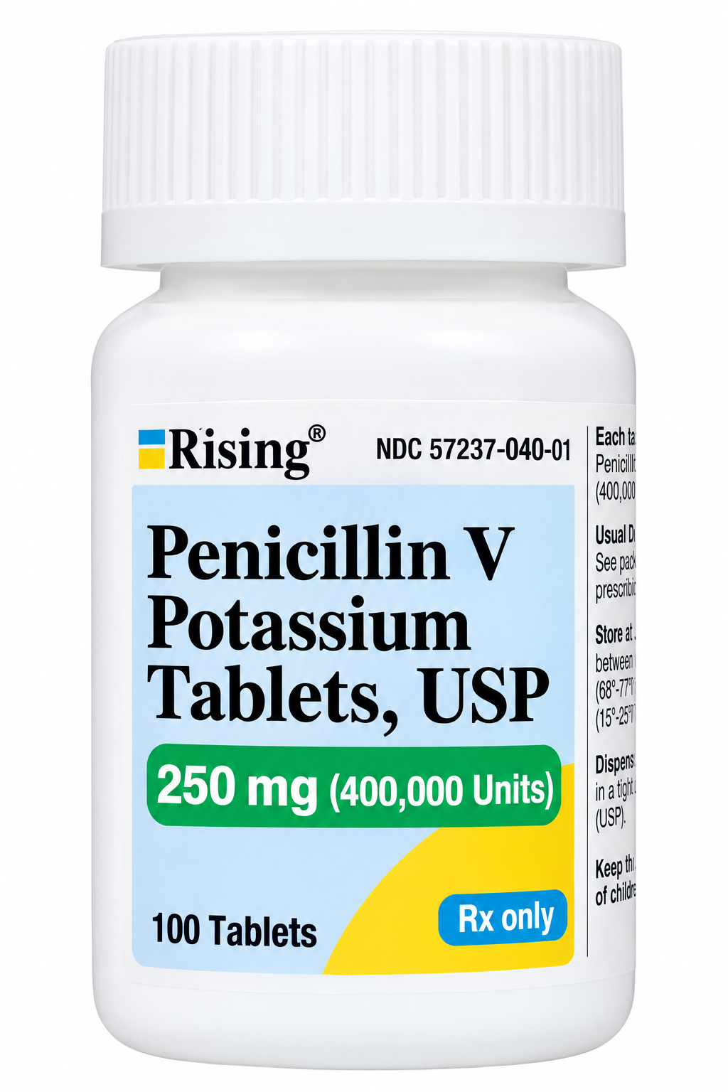 (Pen Vee K) Penicillin V Potassium 250mgTablets  -#100 (NDC#57237-0040-01 LOT#PQ2523010A)