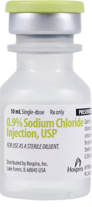 Sodium Chloride 0.9% Injection -Preservative Free -#10mL Single dose vial (NDC-00409-4888-02 LOT#MF1450)