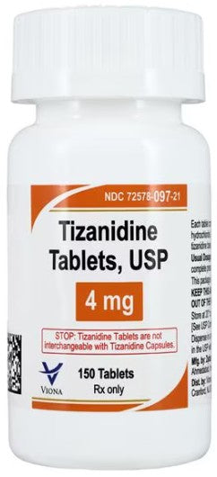 (Zanaflex) Tizanidine tablet 4mg #150- NDC# 72578-0097-21