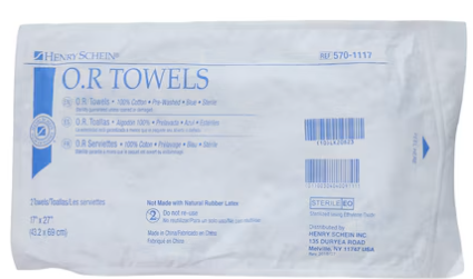 Disposable O.R. Towel -Blue-Sterile-#2 pack