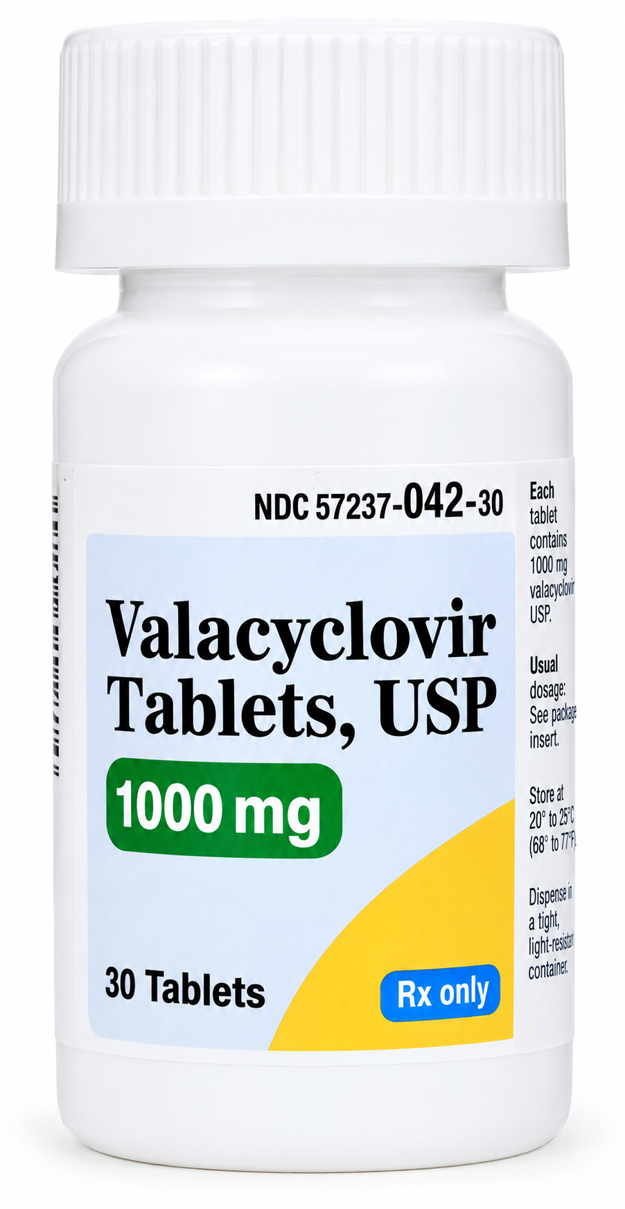 (Valtrex) Valacyclovir 1 gram-#30 tablets (NDC: 31722-705-30 LOT: V2500824)