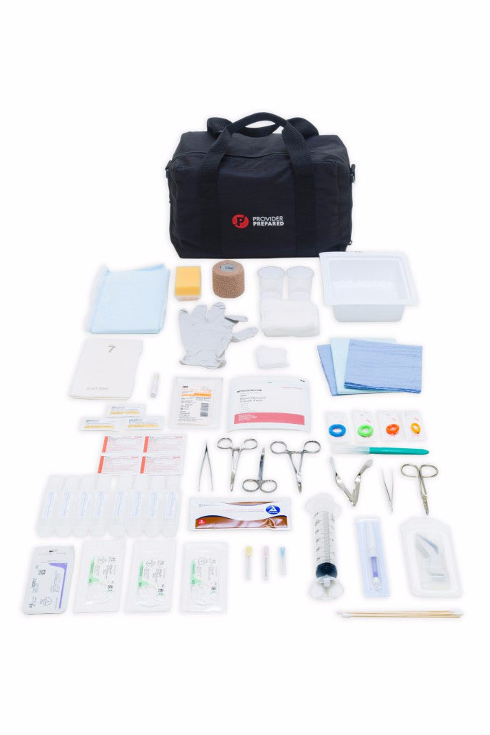 suture kit, dermabond, sutures, stapler, steristrips, doctors bag